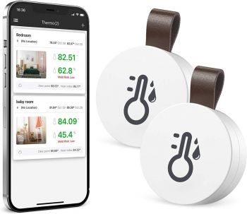 Brifit Bluetooth Wireless Thermometer Hygrometer with App & Data Storage (White - 2pcs)