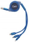 GETI Cable USB 3in1 rectractable for charging with Micro USB, Lightning and USB-C (Type C) 1m (GCU 03)